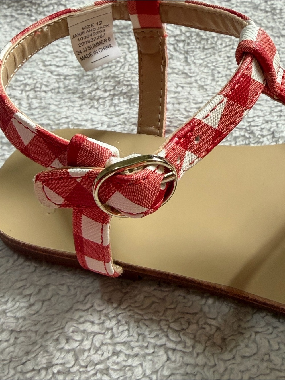 Janie and Jack | Red Gingham Rosette Sandals | Size 12 - Picture 5 of 11